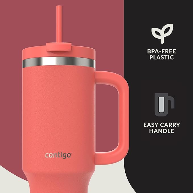 " Contigo Streeterville Coral Tumbler with Handle Stainless Steel 1200 ml "