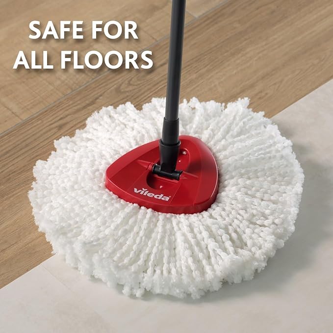 "Vileda Turbo Smart floor mop bucket set with foot pedal activated spinning wringer | 3-Piece Handle 123 cm | floor mop with spinning wringer | microfibre mop head | deep cleaning with less effort"