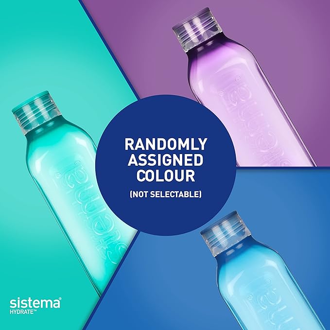 " Sistema Square Water Bottle, 1 L Colours, Assorted Color "
