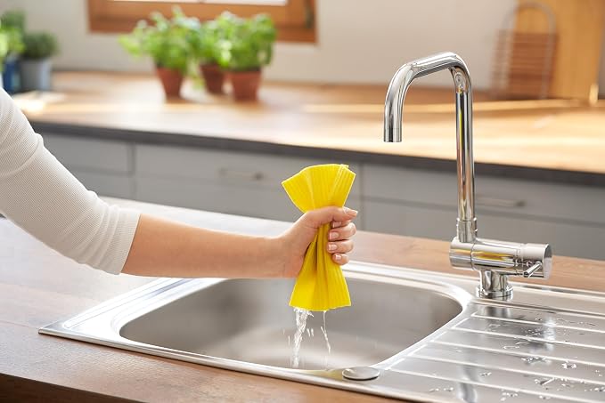 "Vileda Cleaning Sponge Cloth, 6 Pieces, Absorbent Multi-Surface Household Wipes for Kitchen and Bathroom Use"