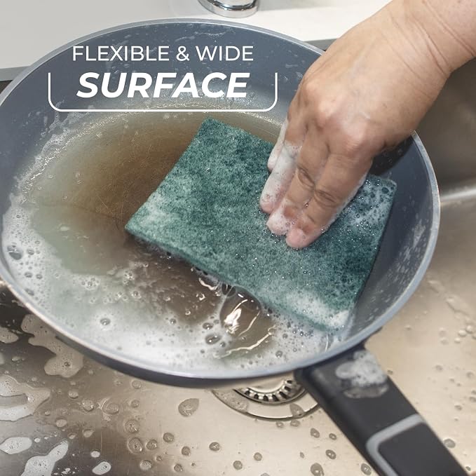 "Vileda Ultra Fresh pan scourer | Highly hygienic |Green abrasive surface | Excellent cleaning power | Antibacterial treatment | Removes dirt without effort |"