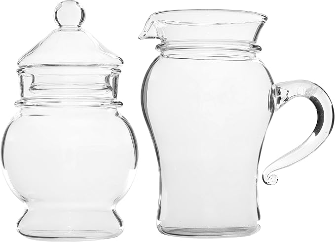 Zinnia 2 Pieces Double Glass Milk and Sugar Pot Set of 600ml- Assorted Pack