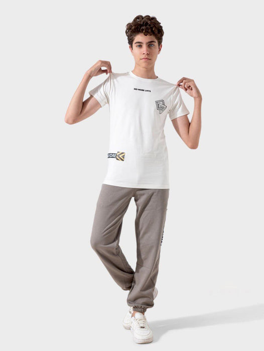 Half sleeve cotton pajamas for boys white