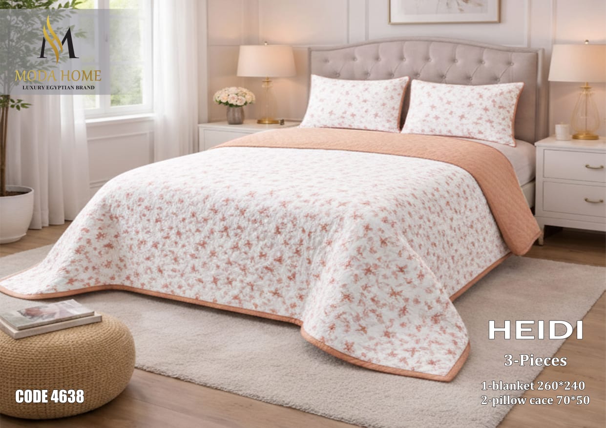 MODA HOME Heidi Butterflies 3-piece quilted bedding set with butterfly patterns, 240x260 cm for a cozy bedroom decor.