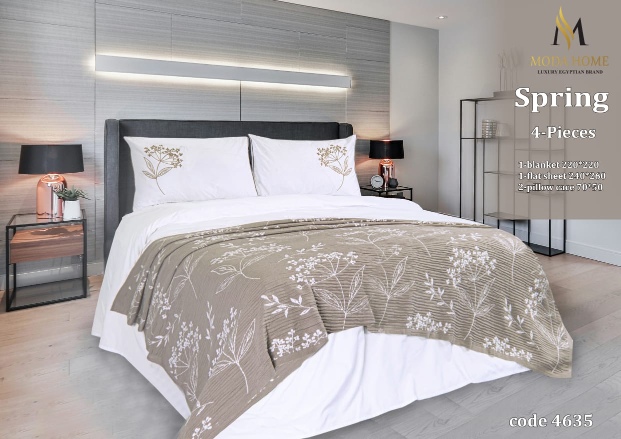 Spring Beka 1-Piece Double Coverlet by MODA HOME in 220x240 cm, featuring a soft, floral design on a cozy bedding.