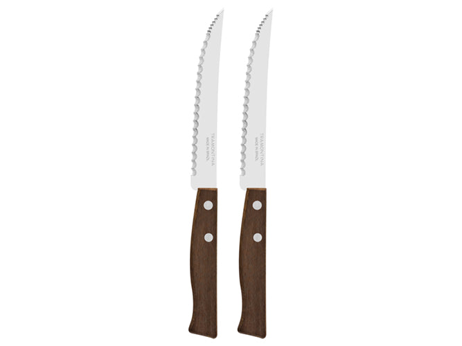 TRAMONTINA FELICE vegetable and fruit knife set with stainless steel blades, displayed on a cutting board with fresh produce.