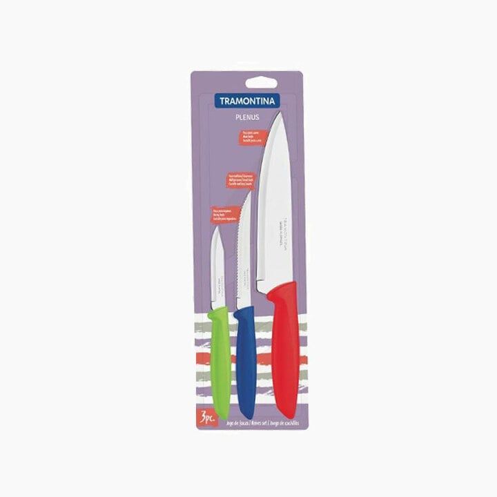 طقم سكاكين ترامونتينا من الفولاذ المقاوم للصدأ، طراز PLENUS، مكون من 3 قطع