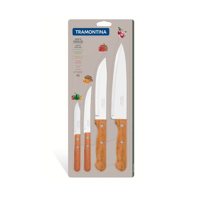 TRAMONTINA Set Of 4 Wooden Handle Knives