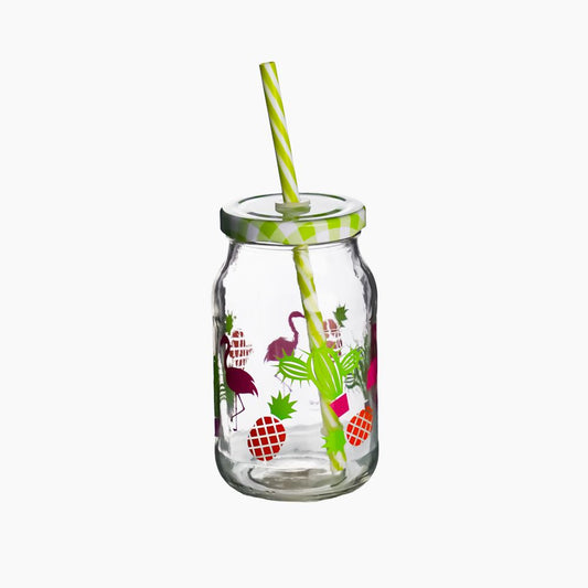 Cerve/Glass ( Guatemala Jar with lid + straw 450 ml )