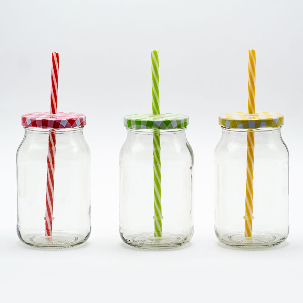 Cerve/Glass ( Cerve Jar with lid + straw 450 ml )