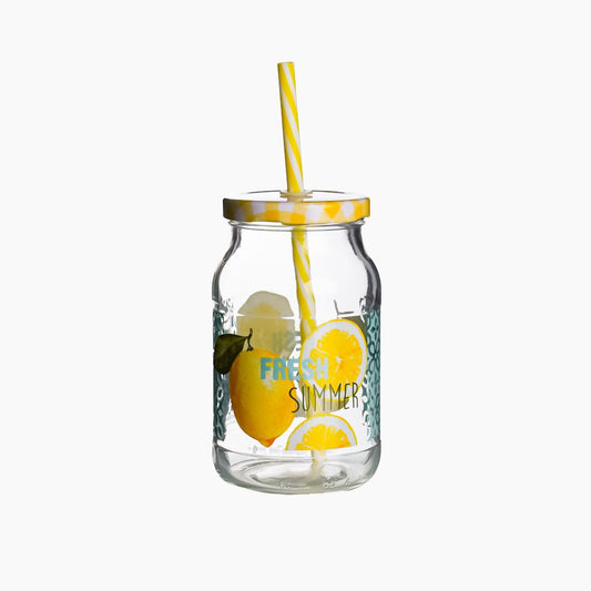 Cerve / Glass ( Fresh Summer Jar with lid + straw 450 ml )