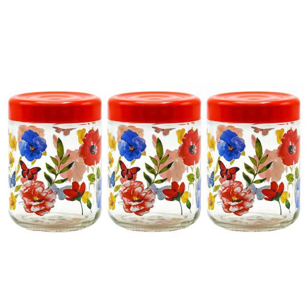 Cerve ISABAL 3-piece jar set with glass containers and lids, ideal for kitchen storage and organization.