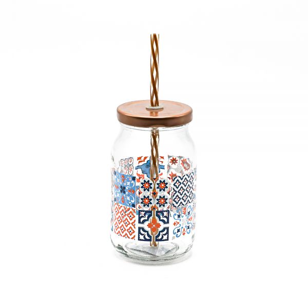 Cerve/Glass ( Alicante Jar with lid + straw 450 ml )