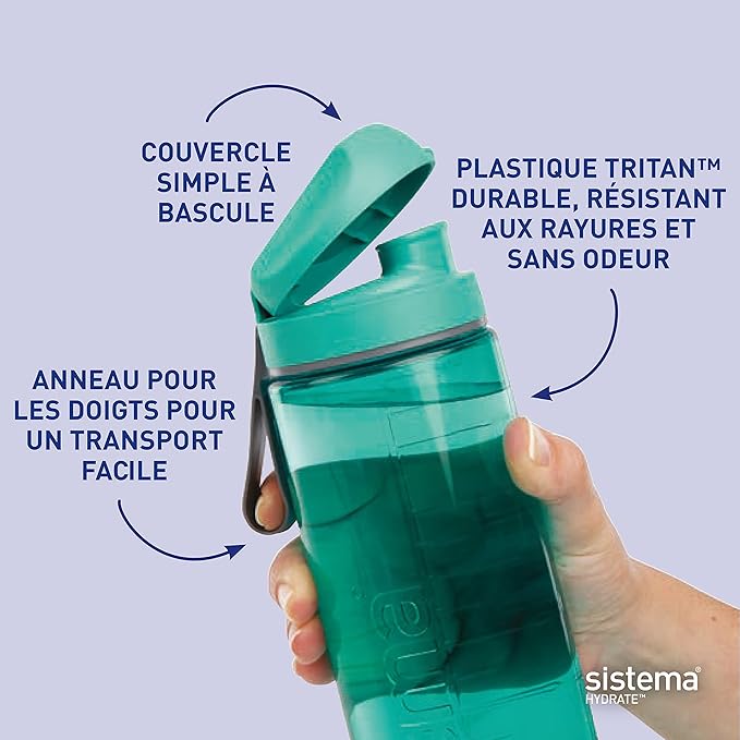" Sistema Hydrate Tritan Swift Water Bottle | 600 ml | Leakproof Water Bottle | BPA-Free | Recyclable with Terra Cycle®| Assorted Colors "