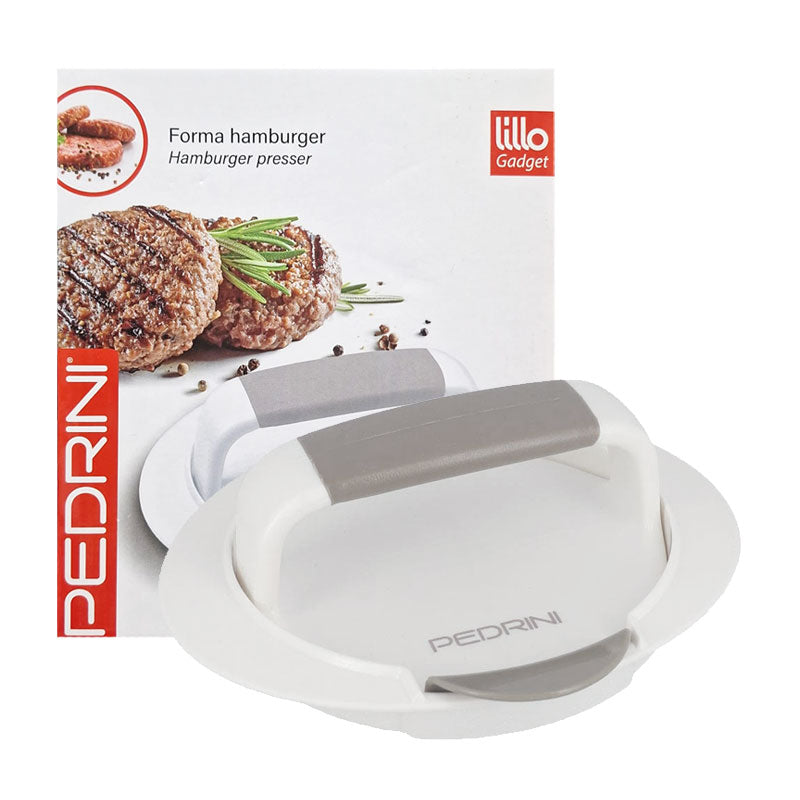 Food container by PEDRINI for burger pressing, shown with the regular 2021 model, made of durable material for kitchen use.