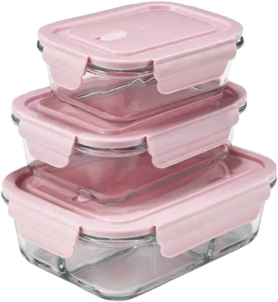 Al-King 3-Piece Round Glass Refrigerator Set with Lid and Seal