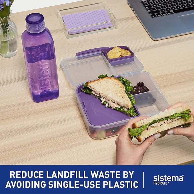 " Sistema Square Water Bottle, 1 L Colours, Assorted Color "