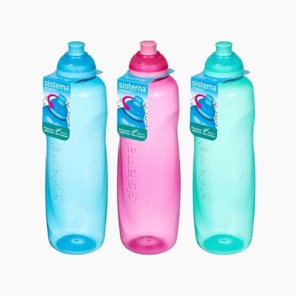 Sistema HELIX SQUEEZE water bottle with a clear plastic body and ergonomic design for easy squeezing.