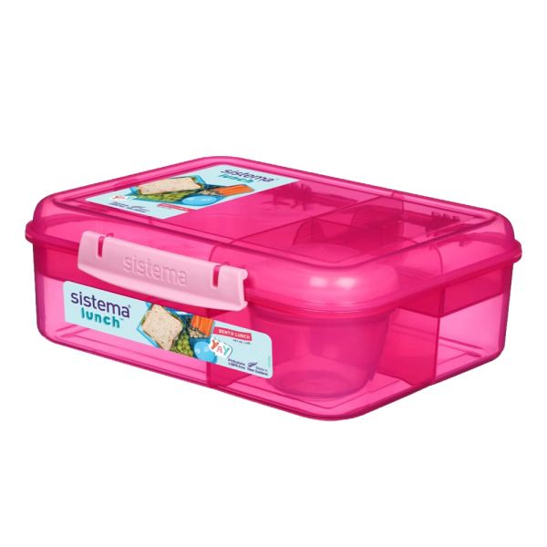 Husseinyoussef Sistema Bento lunch box with yogurt pot, 1.65L capacity, plastic container for meals and snacks.