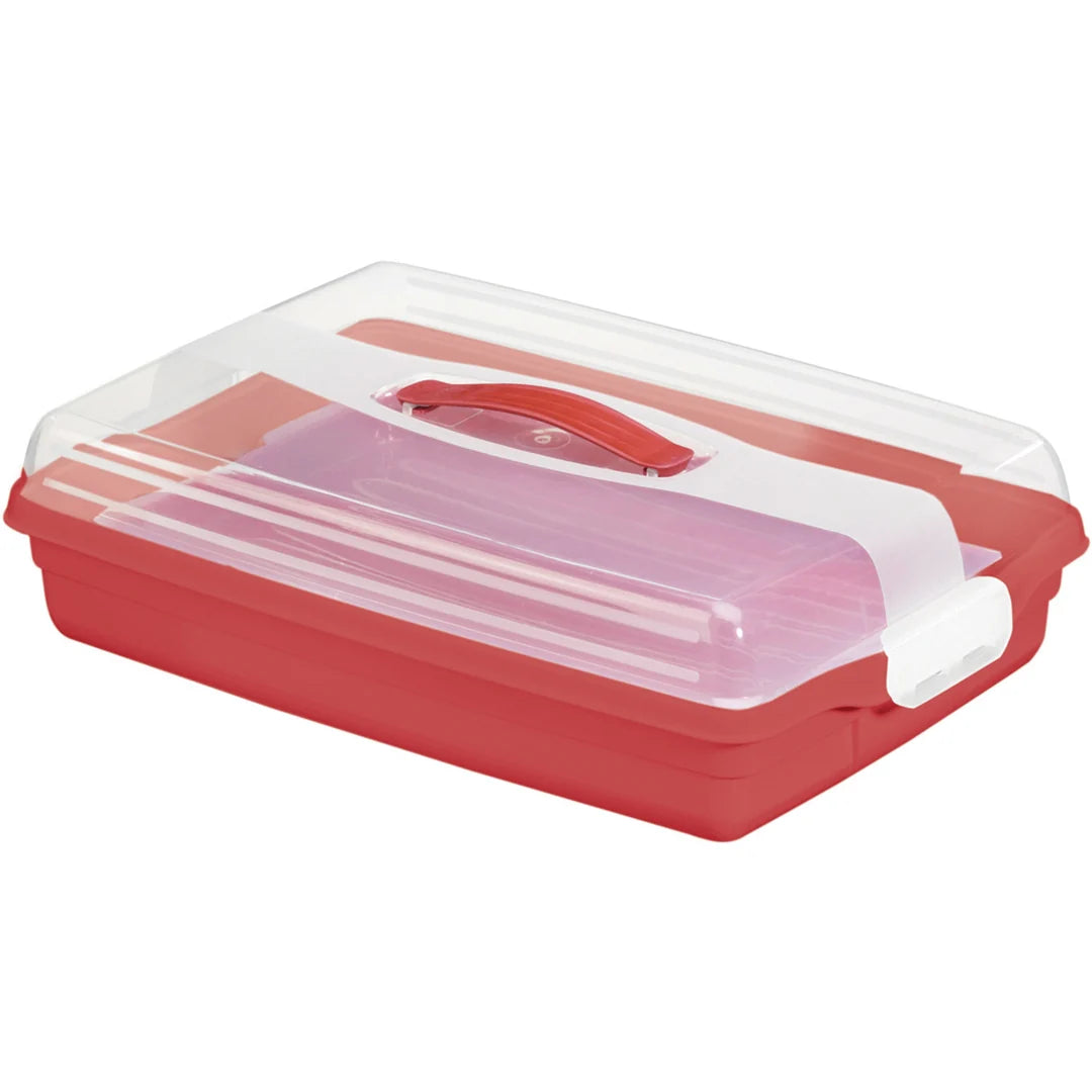 Curver plastic cake container, with lid, red, dishwasher safe, convenient handle