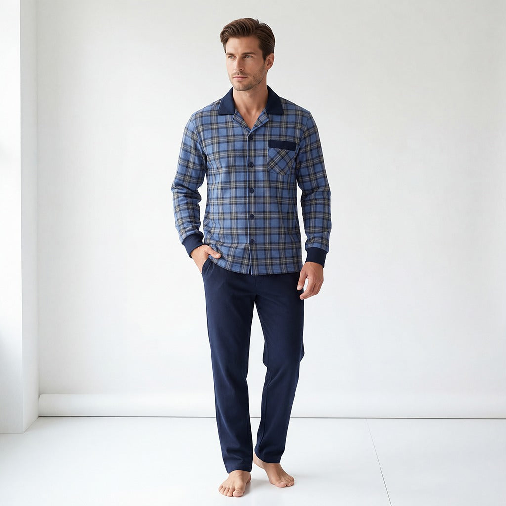 Cool Classic Karoh Pajama set featuring a comfortable, stylish pajama top and pants with a classic pattern.