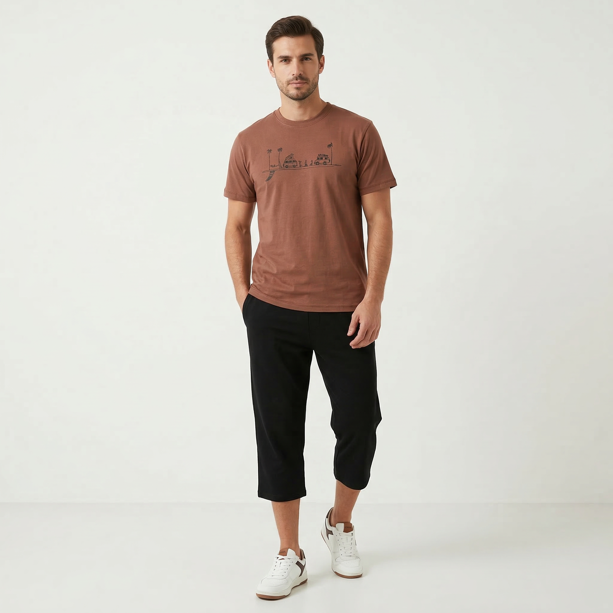 Cool Summer Trip R.Neck Pajama set featuring lightweight fabric, casual fit, ideal for comfortable summer sleepwear.