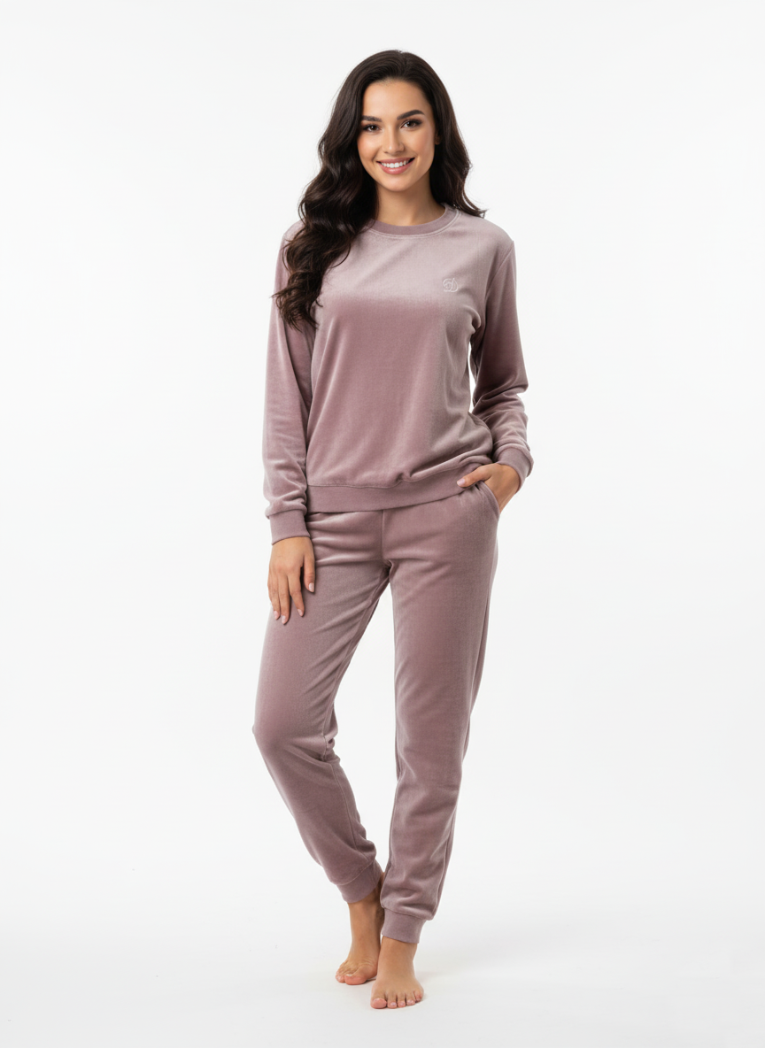 Soft plush basic set by ???, featuring cozy fabric in pastel colors, ideal for comfortable loungewear or sleepwear.