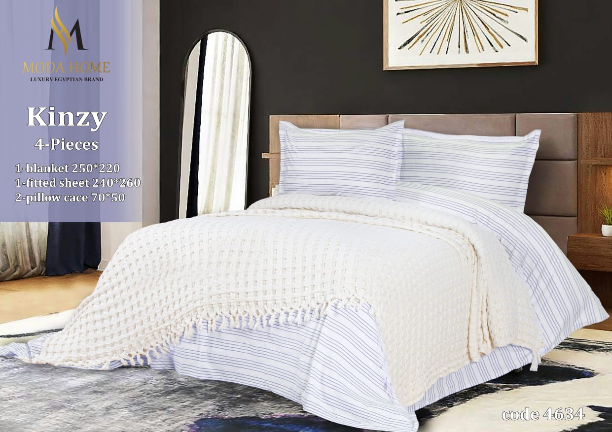 Kenzy 4-piece coverlet set by MODA HOME, featuring a stylish bed cover and matching pillowcases in a 240x260 cm size.