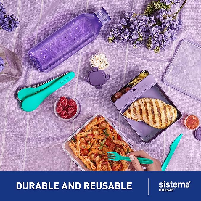 " Sistema Square Water Bottle, 1 L Colours, Assorted Color "