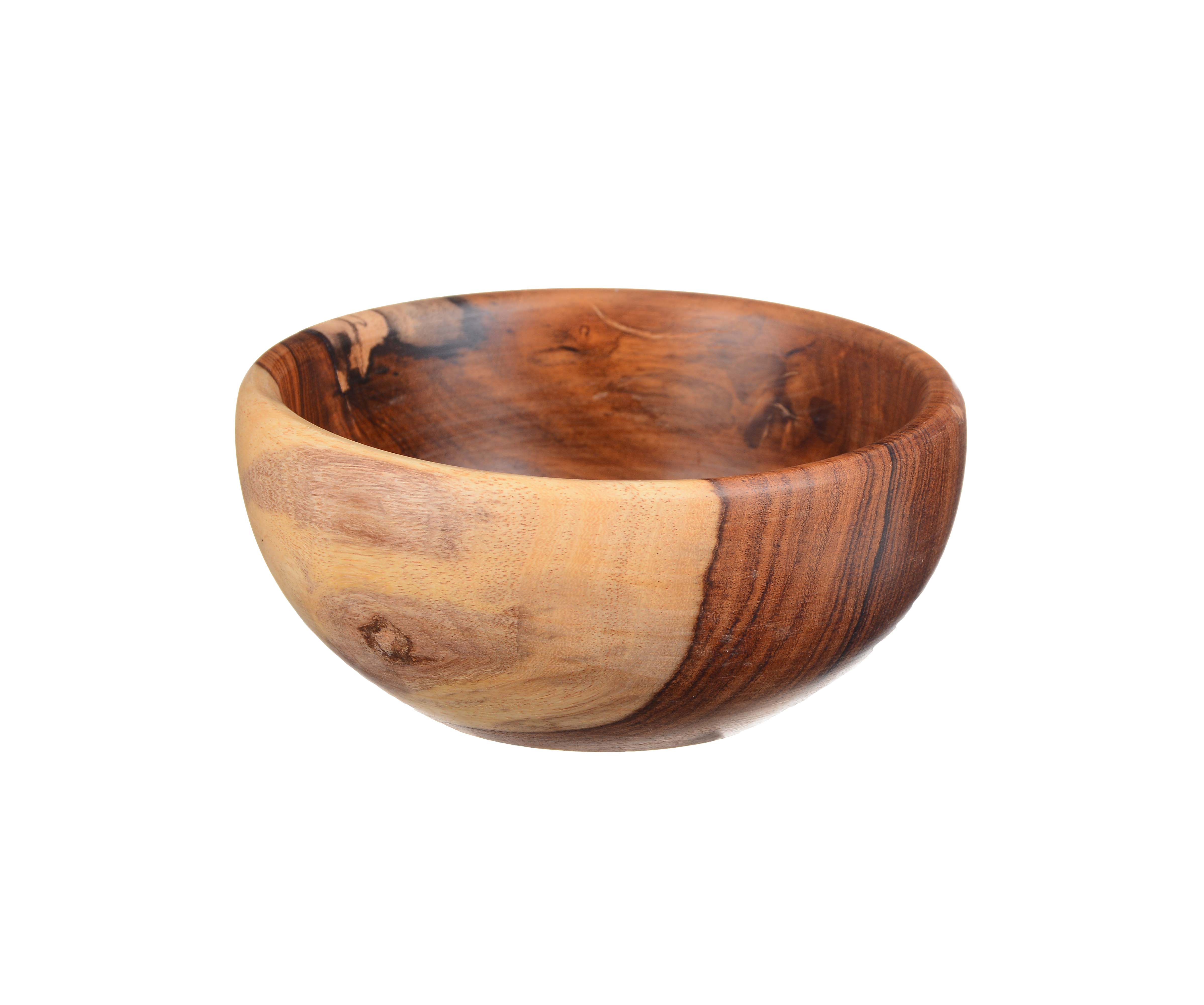 Handcrafted wooden bowl from Hagaza Wood featuring natural grain, ideal for serving or decorative use.