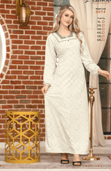 Printed jelabiya with leaf pattern