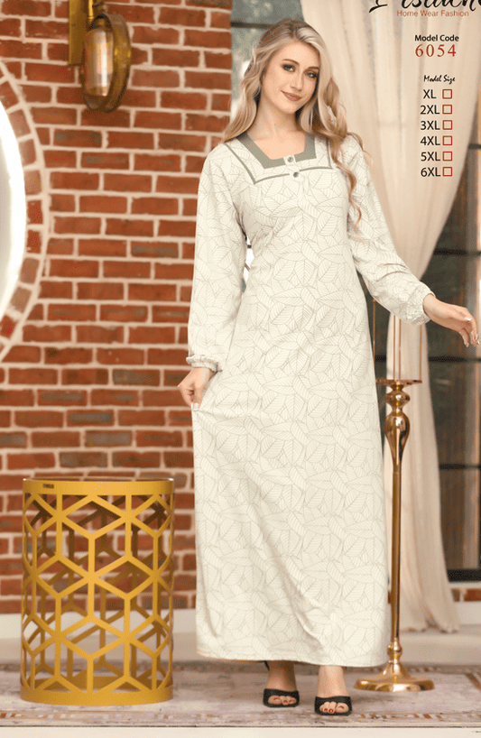 Printed jelabiya with leaf pattern