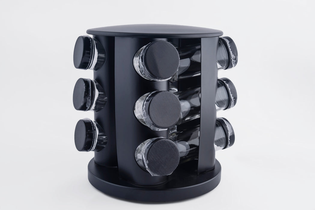 Black Round Glass Spice Stand 12pcs