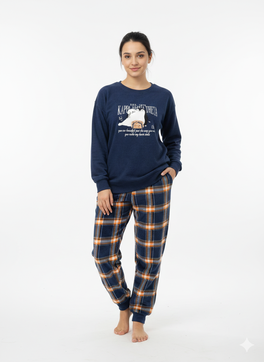 Hussein Youssef KAPPA THETA R.NECK pajama set with soft fabric and stylish design, perfect for comfortable sleepwear.