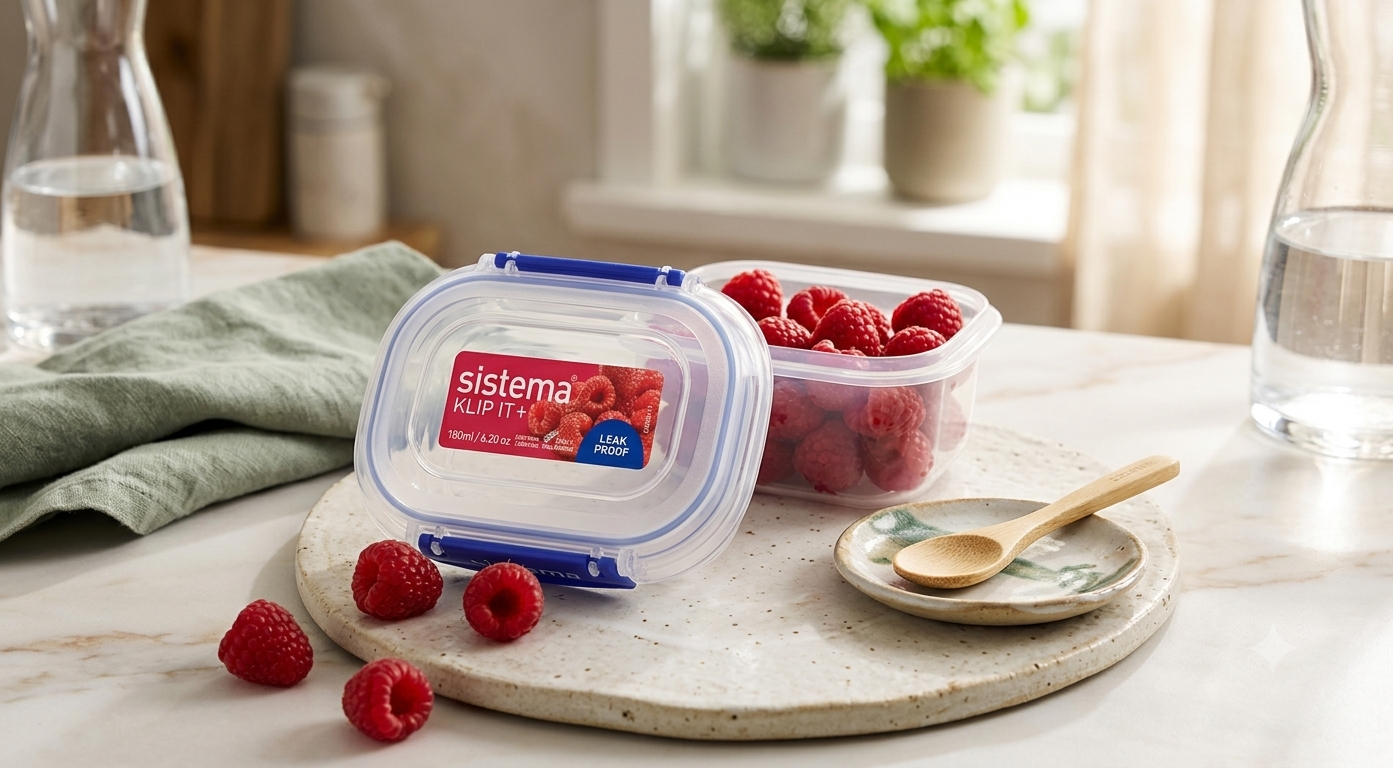 " Sistema 885203 klip it plus polypropylene container, 180 ml, drip free "