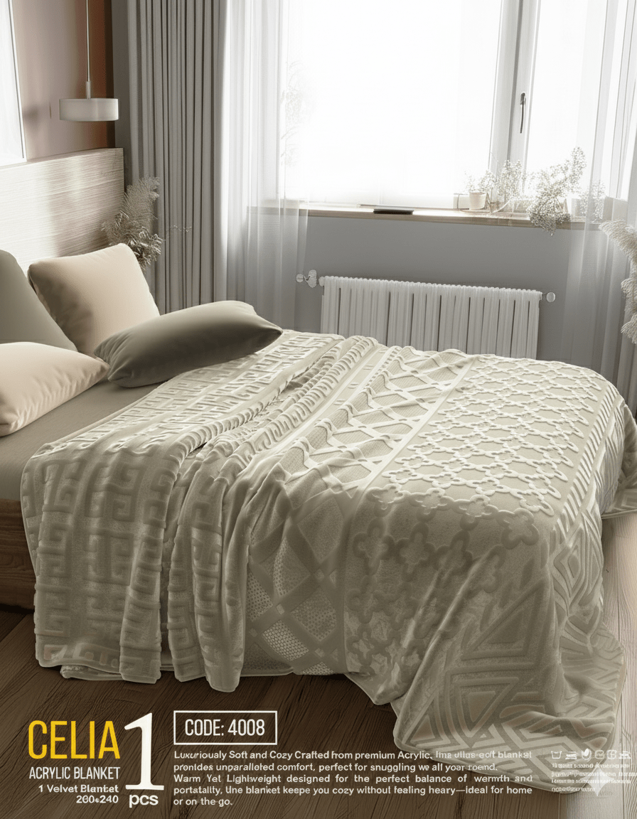 Celia double layer blanket by Moda Home, soft and cozy with a stylish design, perfect for adding warmth to your bedroom or living space.