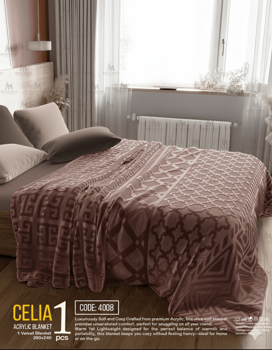 Moda Home Celia double layer blanket showing soft, cozy fabric with a stylish double-layer design for added warmth and comfort.