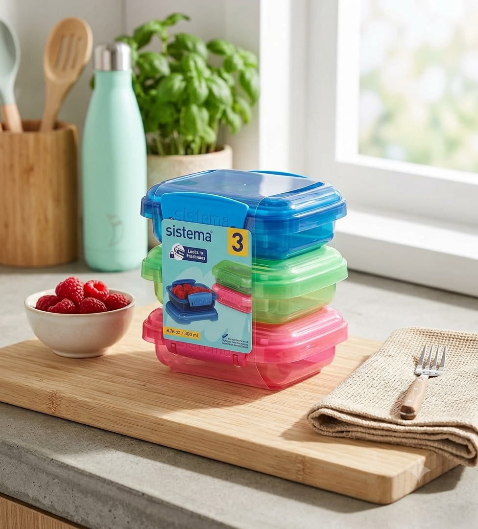 "Sistema Mini Lunch Box Set 3-Pieces, 200 ml Capacity "