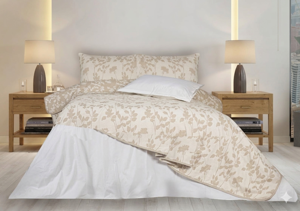 Flower digital print double coverlet by MODA HOME featuring vibrant floral design on soft fabric.