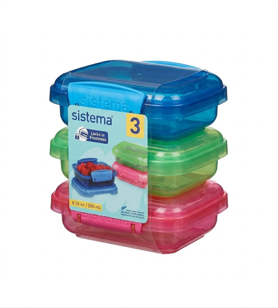 "Sistema Mini Lunch Box Set 3-Pieces, 200 ml Capacity "