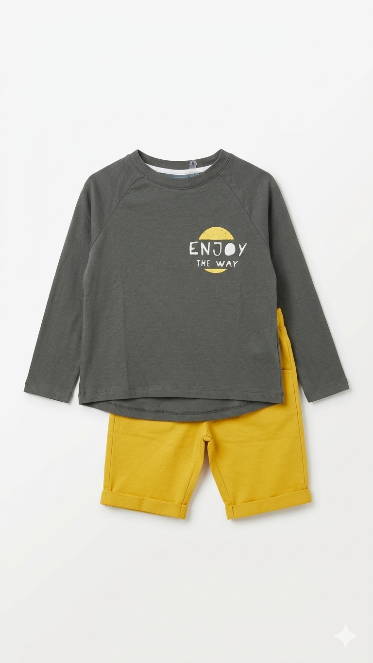 Sotra men's beige pajama set with long pants and top, comfortable cotton fabric for relaxing or sleeping.
