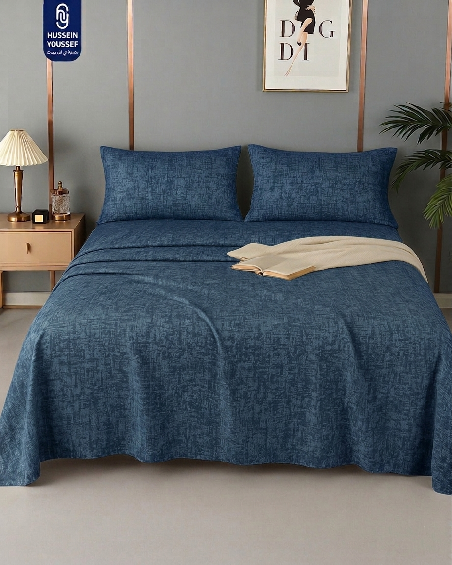 Golden cotton fitted sheet set with five pieces, including a 260 cm bed sheet, from Bed Sheet brand.