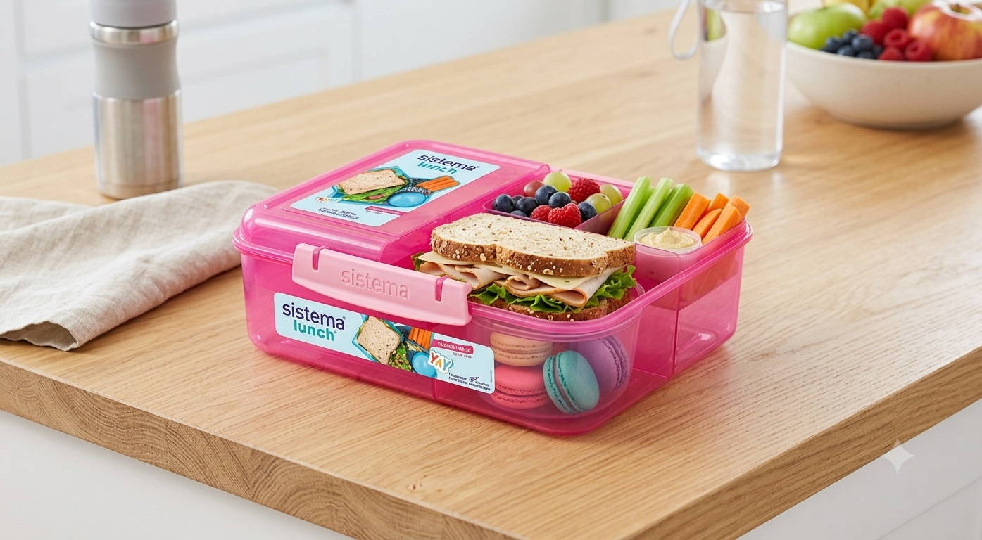 " Sistema Bento Lunch Box with Yogurt Pot, 1.65 Liter Capacity "