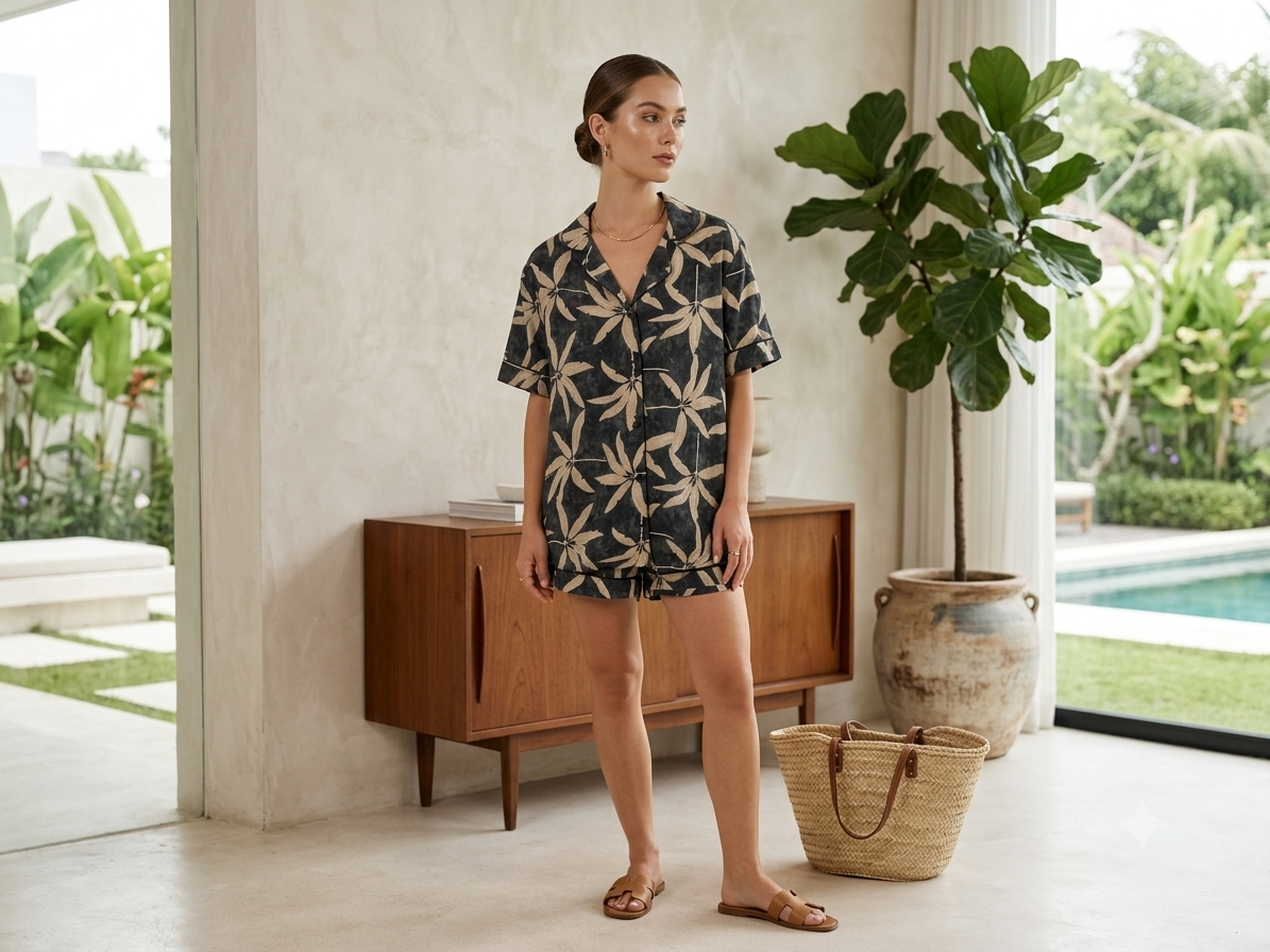 "VIVA FLOWER F.BUTTONS SHORT PAJAMA"