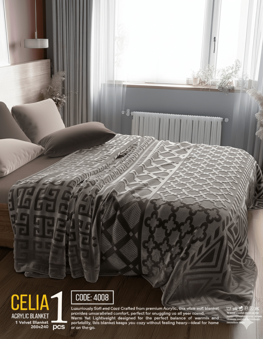 Celia double layer blanket by Moda Home featuring soft, cozy fabric with a stylish design for warmth and comfort.