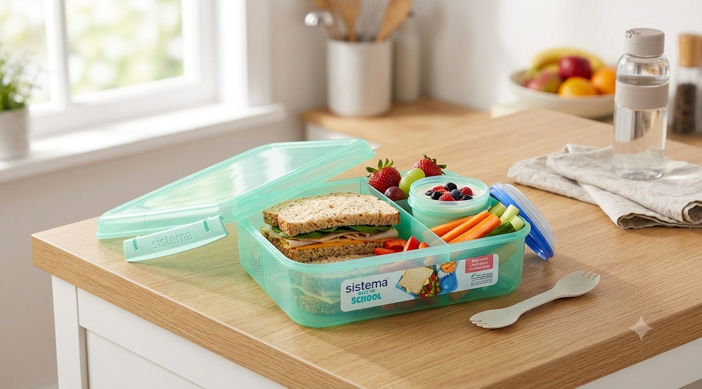 " Sistema Bento Lunch Box with Yogurt Pot, 1.65 Liter Capacity "