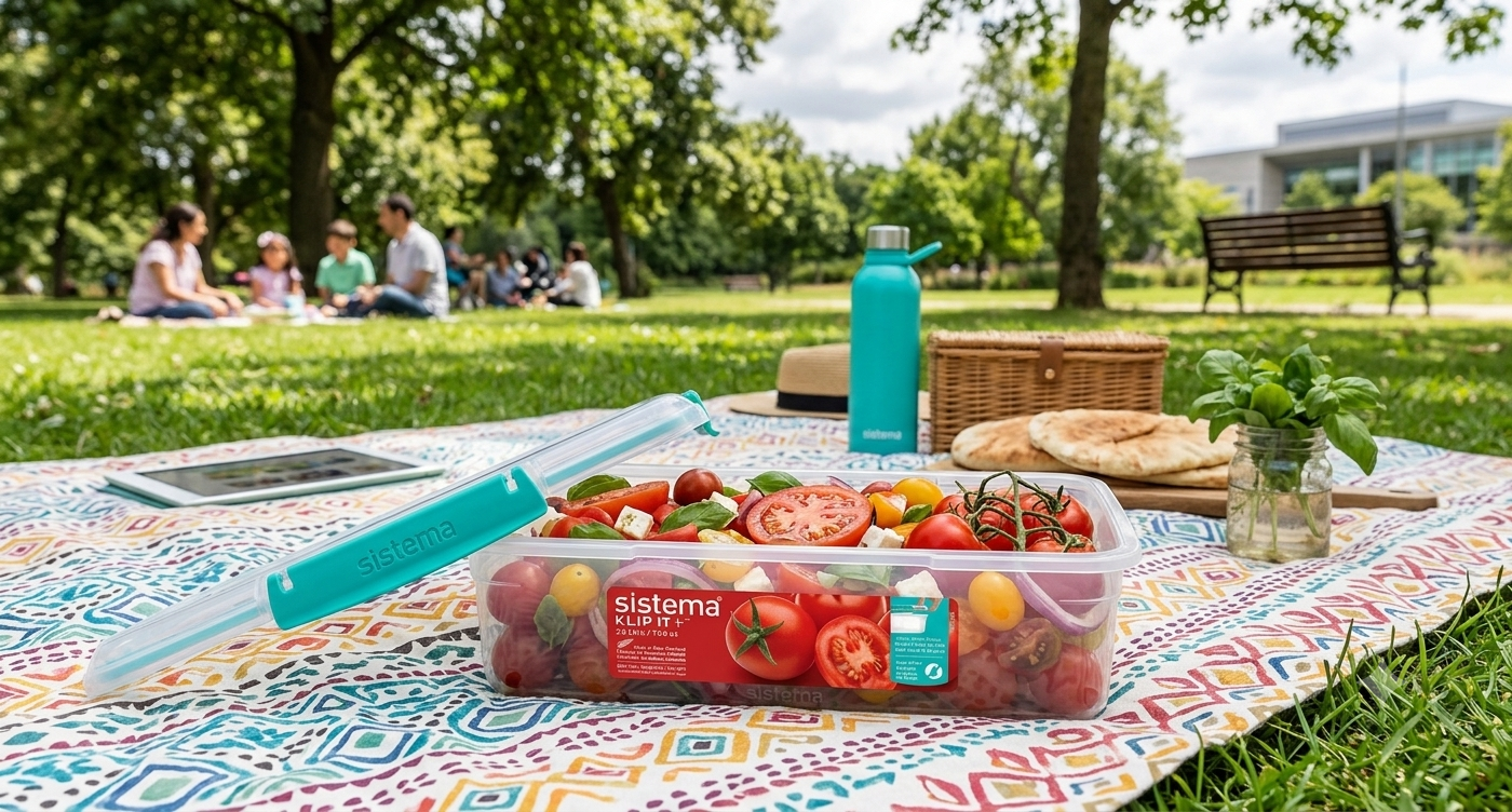 " Sistema Klip IT Plus Square Food Storage Box, 2.2 Liter Capacity, Minty Teal "