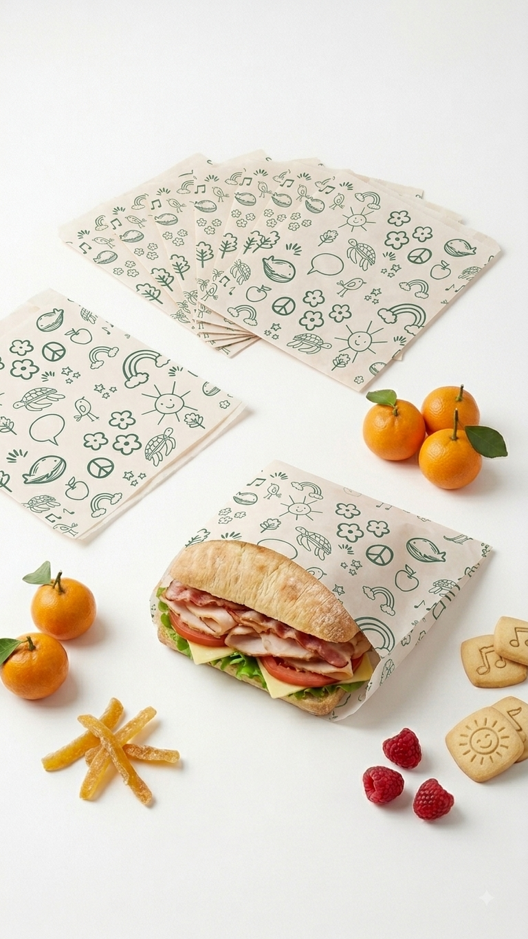 "We Care paper bags for sandwiches and snacks-25 pieces "