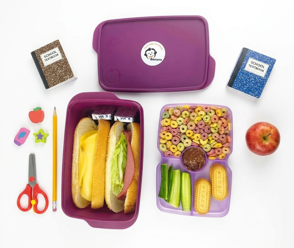 " BANANA Lunch box with lid + divided plate-1.5 L "
