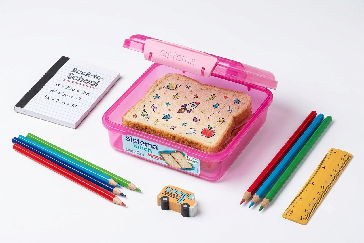 " Sistema Lunch BTS Sandwich Box, 450 ml Capacity, Green, Pink, Blue "